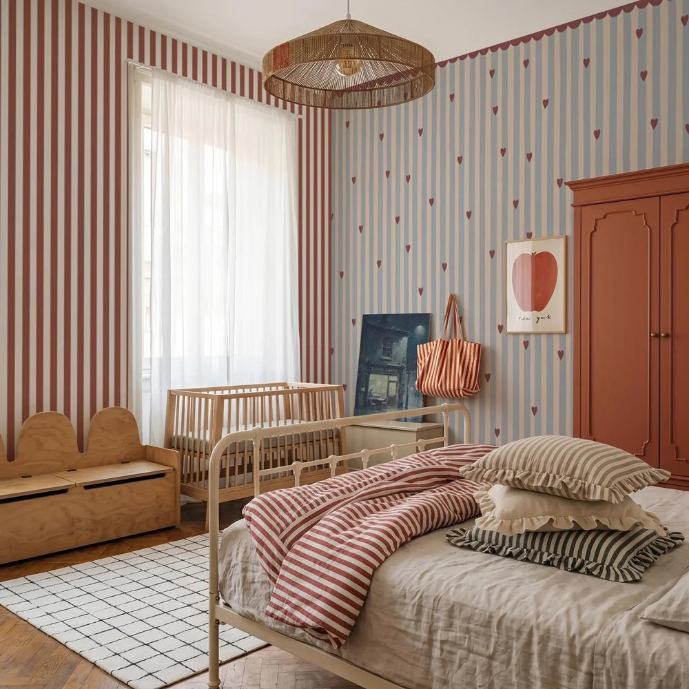 Dekornik French hearts stripes Wallpaper