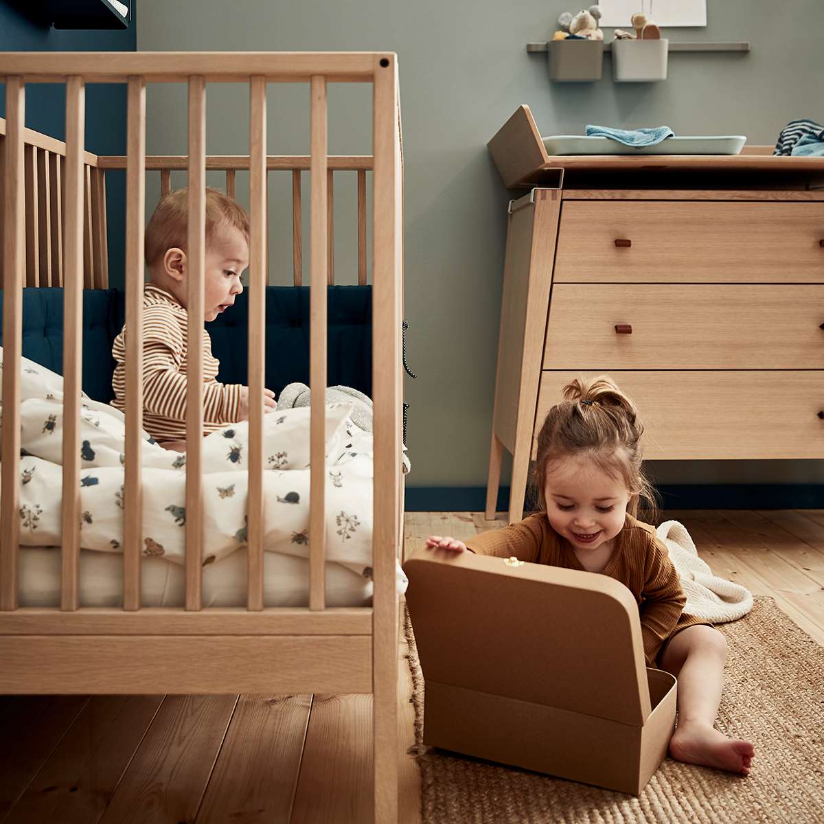 Leander Linea Cot in Oak