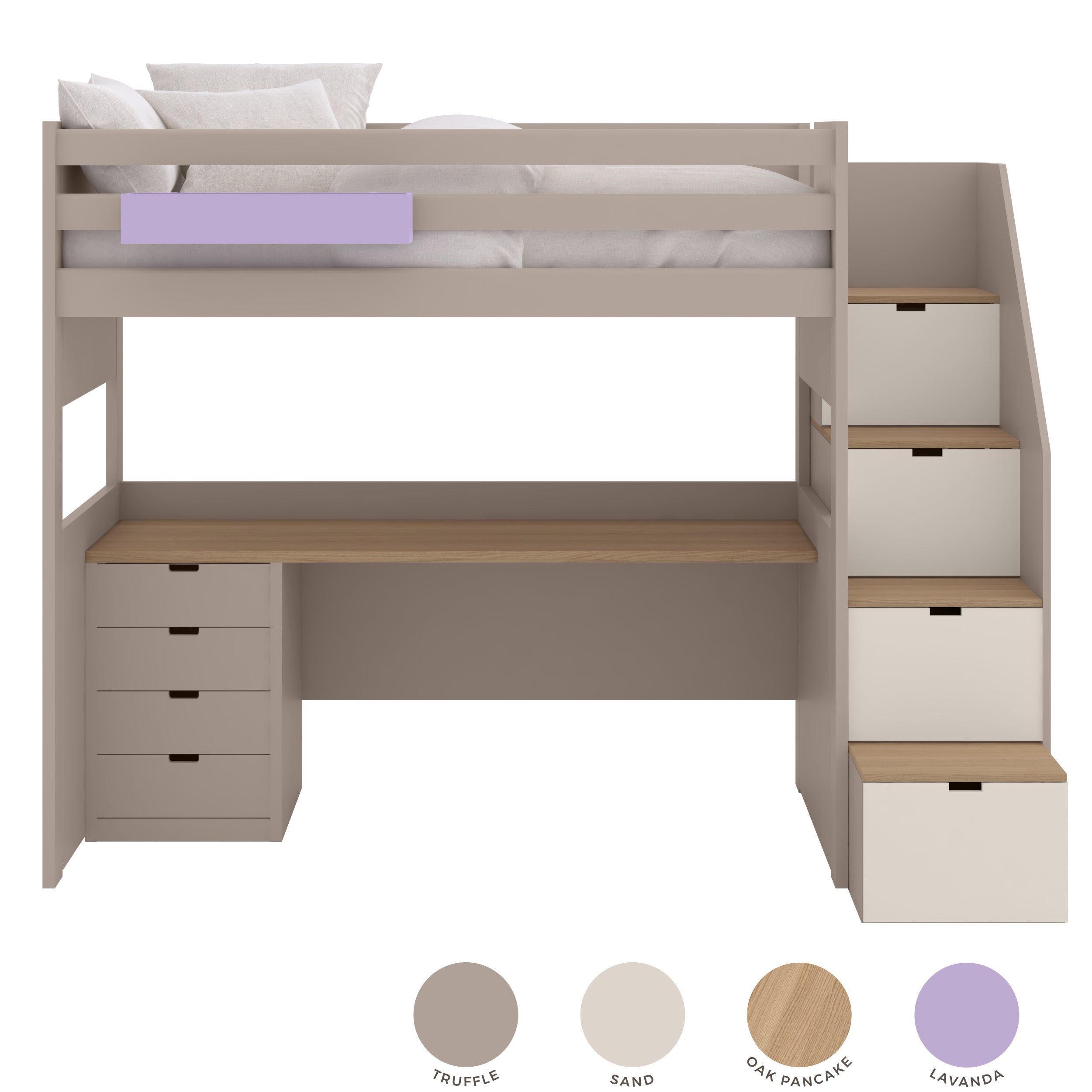 Muba XL Loft Bed with Storage Stairs and Desk
