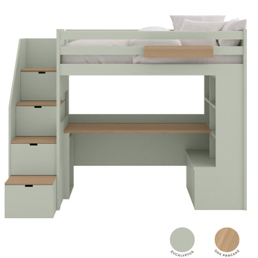 Muba XL Loft Bed with Desk, Bookshelf and Storage Stairs