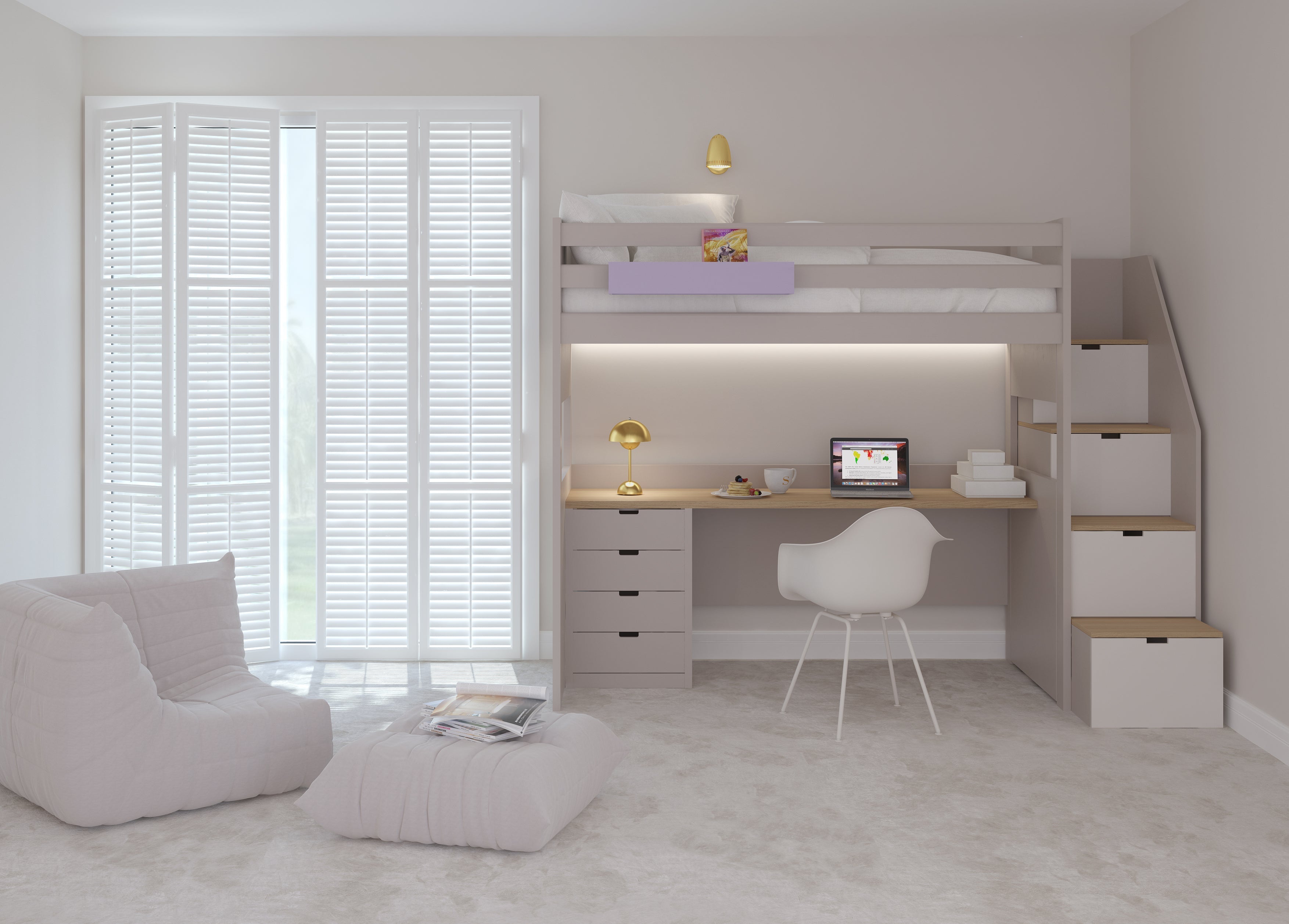 Muba XL Loft Bed with Storage Stairs and Desk