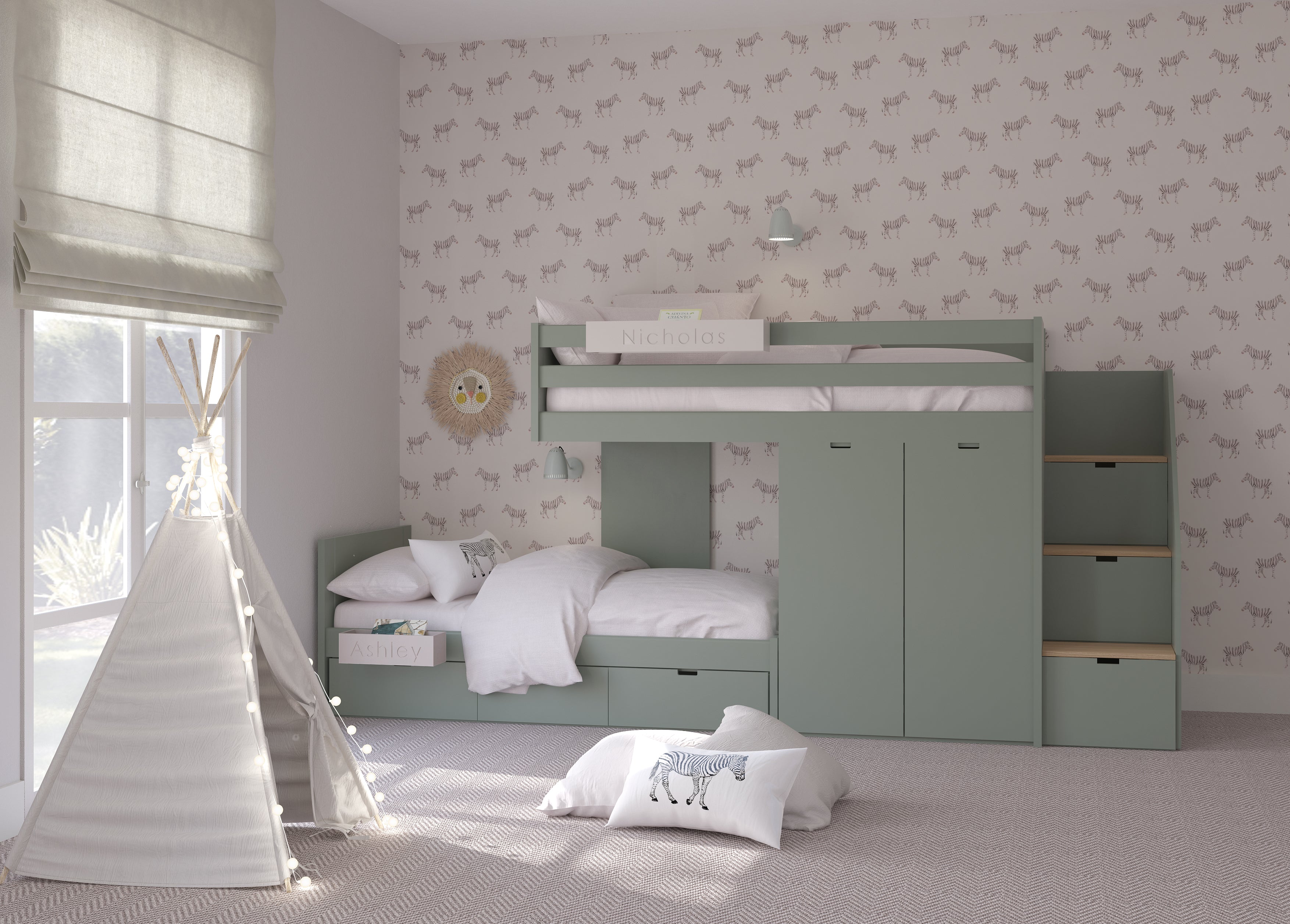 Muba Train Bunk Bed with Storage Steps