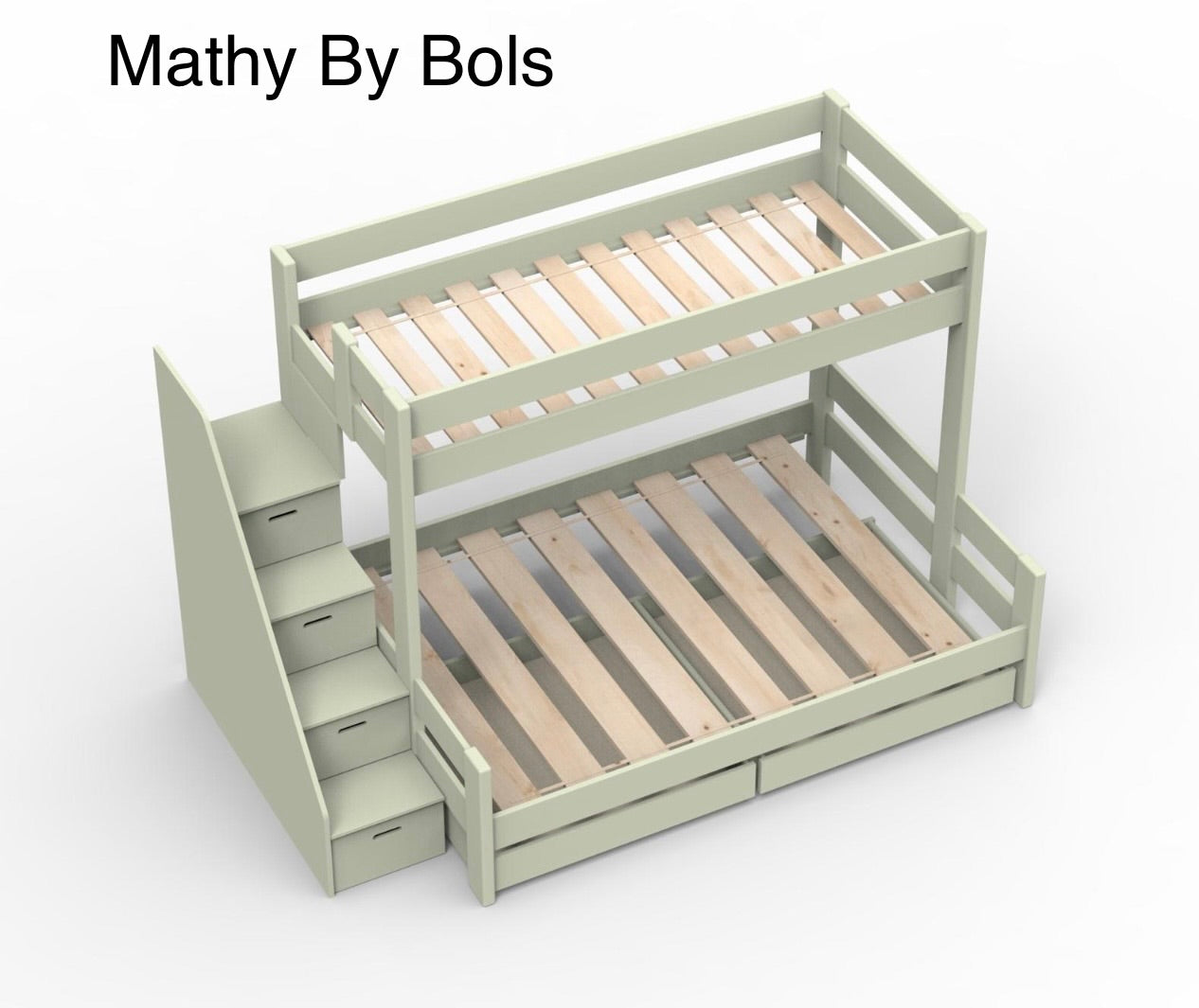 Mathy By Bols Custom Bunk Bed with Storage Steps and Backboard
