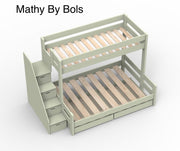 Mathy By Bols Custom Bunk Bed with Storage Steps and Backboard