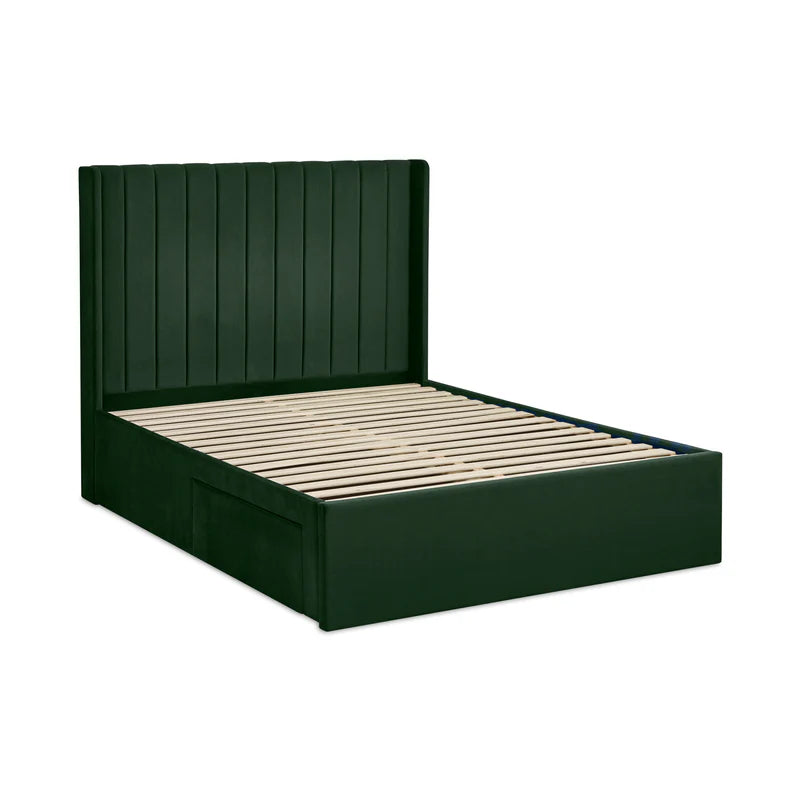 Leila Double Bed with Storage in Green