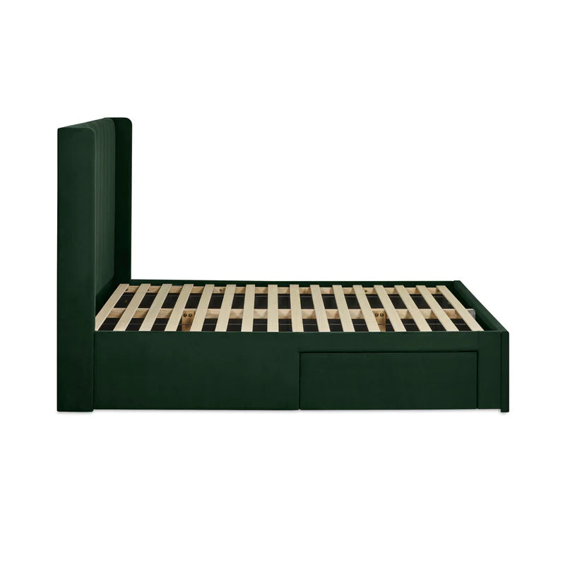 Leila Double Bed with Storage in Green