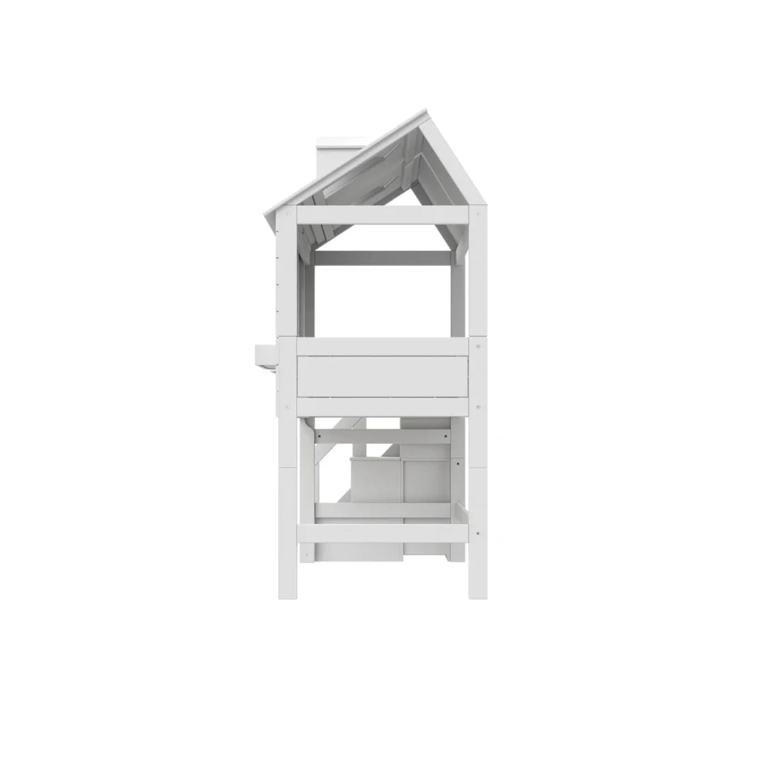 LIFETIME Kidsrooms Lake House Mid Sleeper Bed with Steps in White