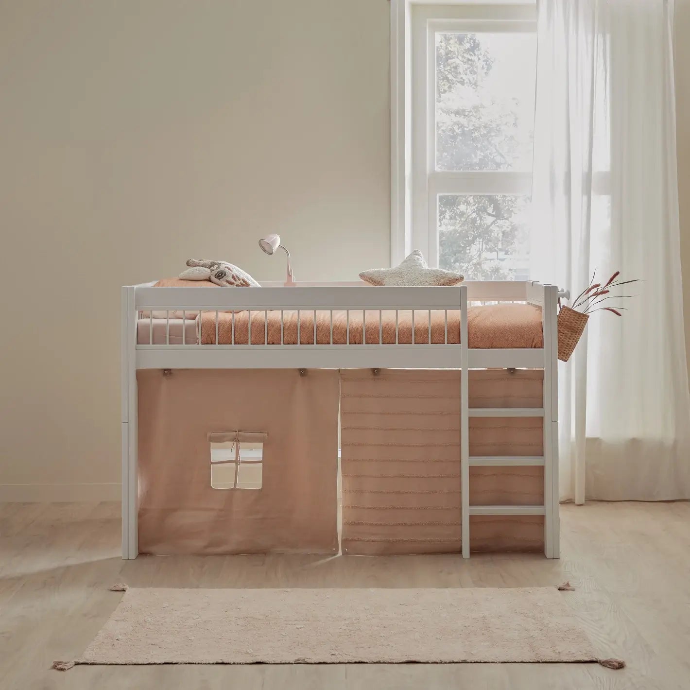LIFETIME Kidsrooms BREEZE Semi High-Bed with Optional Curtains