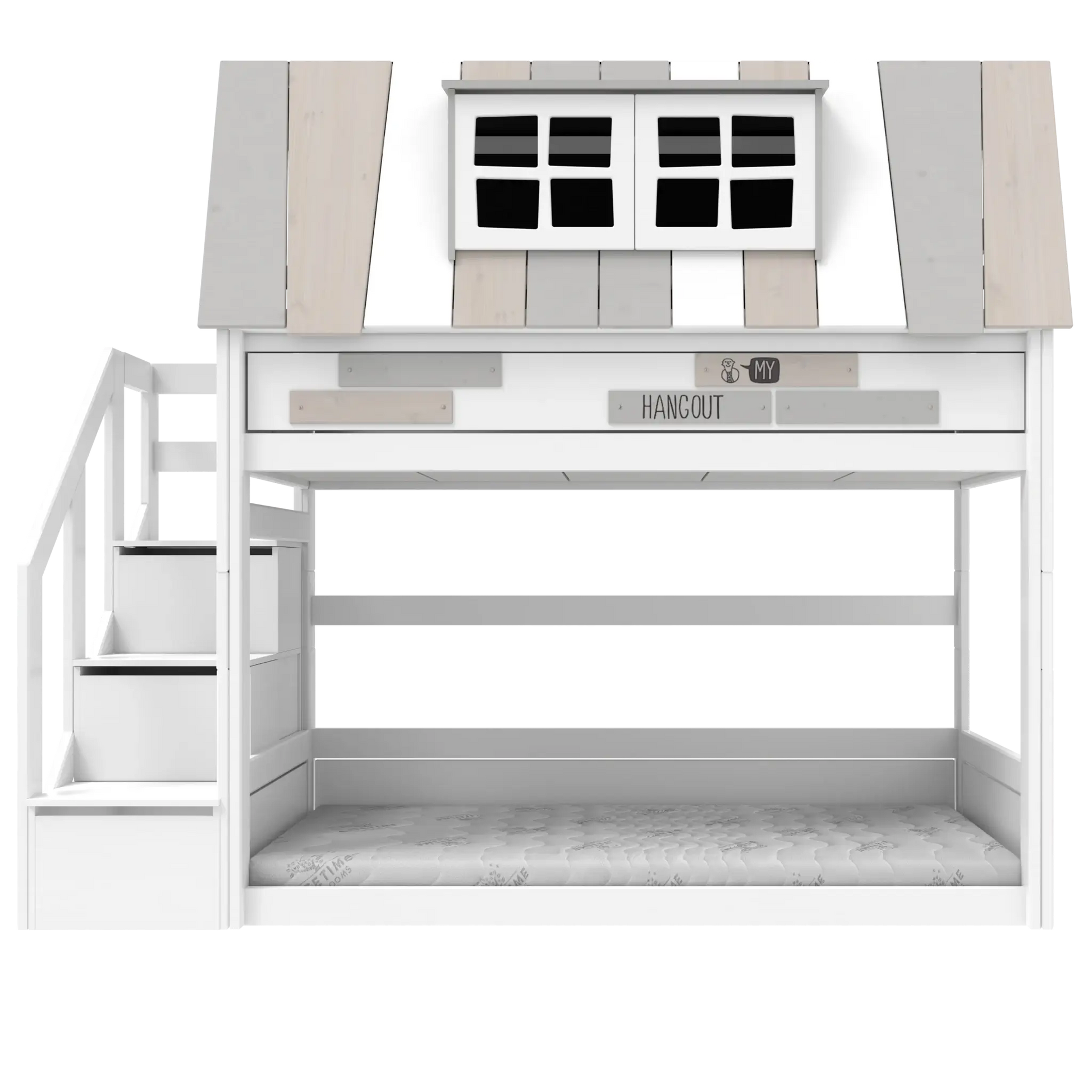 LIFETIME Kidsrooms My hangout Low Bunk Bed with Storage Steps 