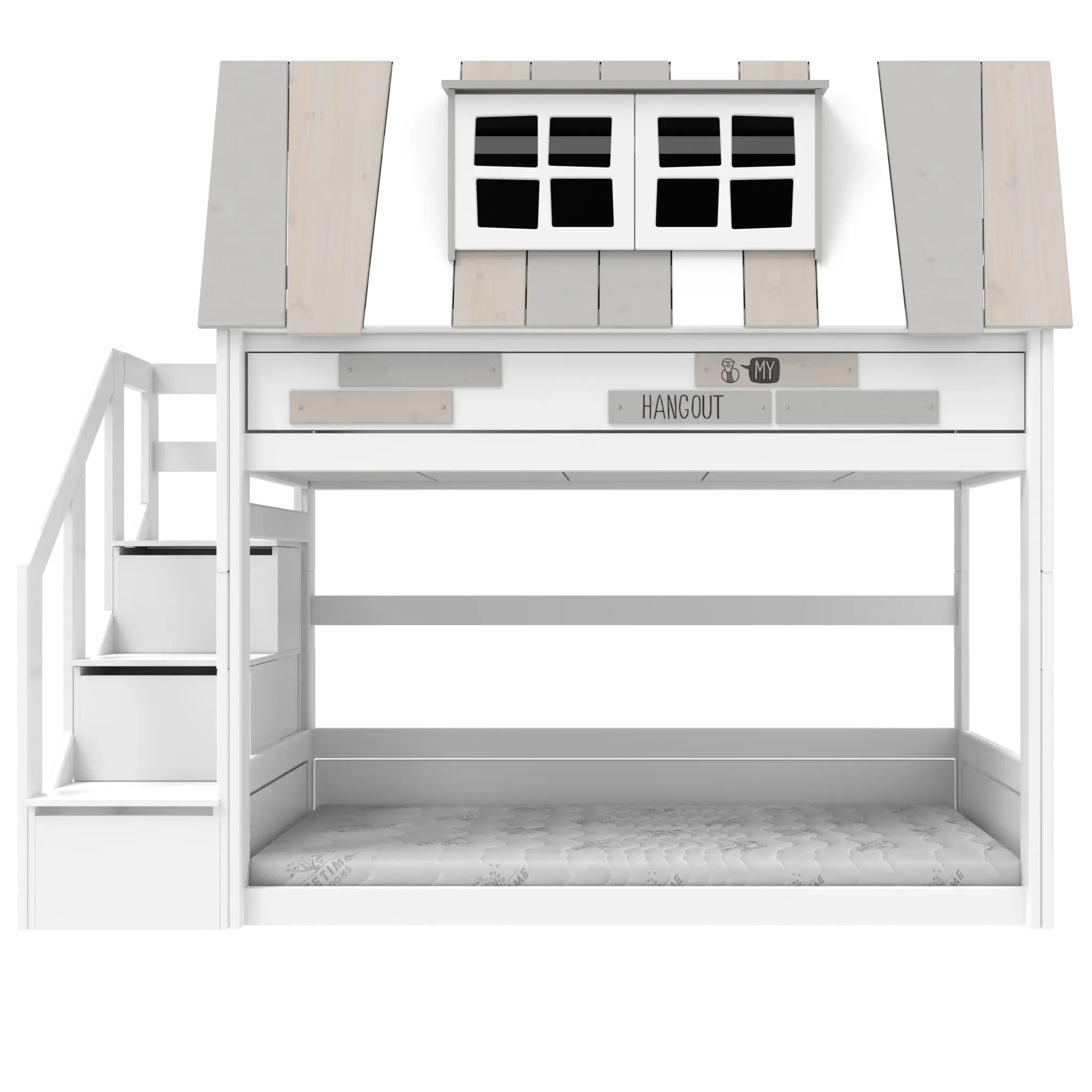 LIFETIME Kidsrooms My hangout Low Bunk Bed with Storage Steps 