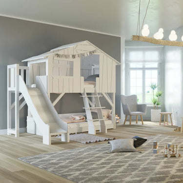 Mathy By Bols Treehouse Bunk Bed with Platform and Slide