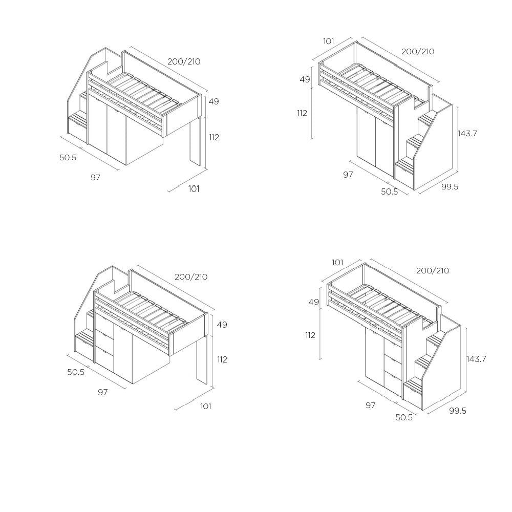 Muba Train Bunk Bed with Storage Steps