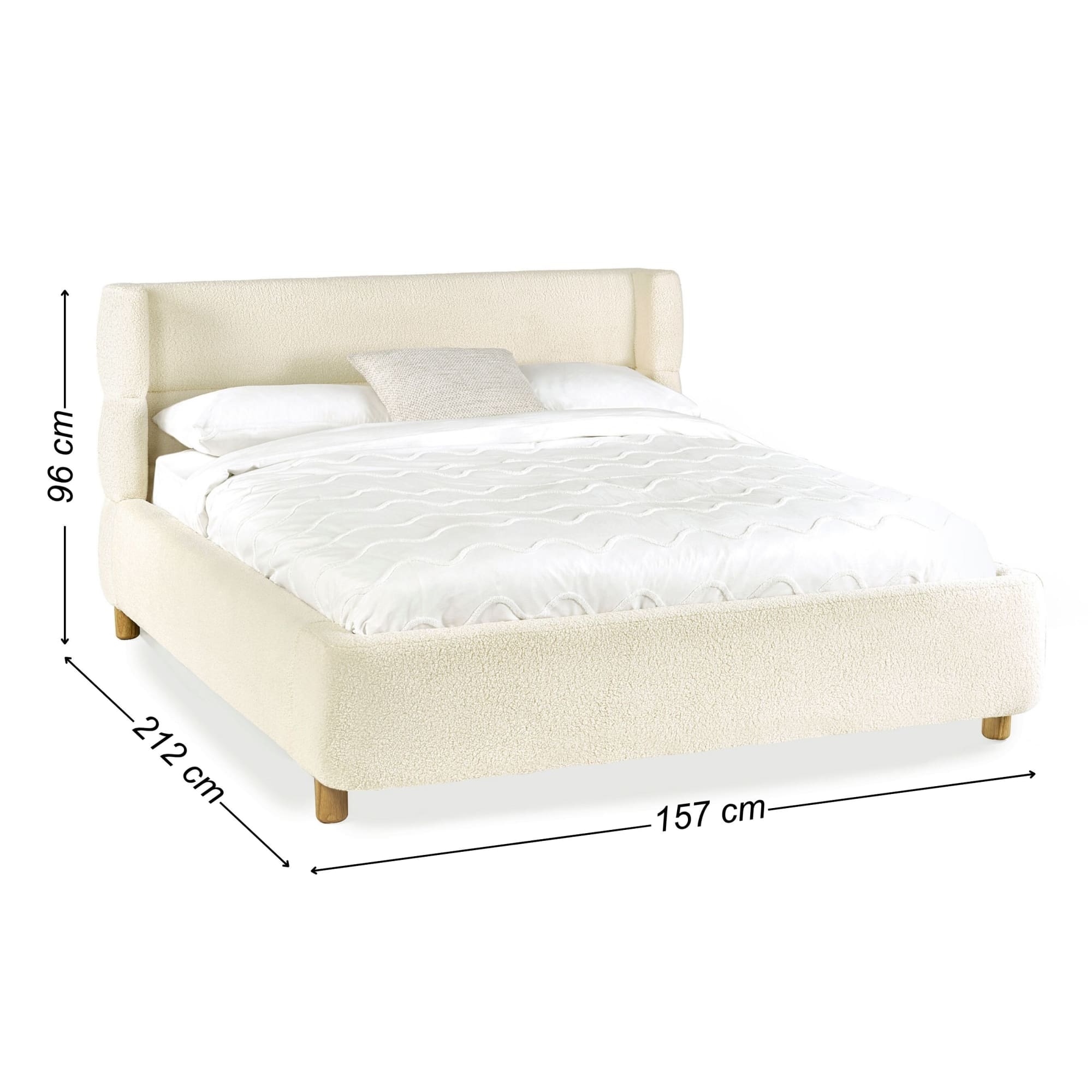 Oberon Bouclé Double/King Size Bed in Cream
