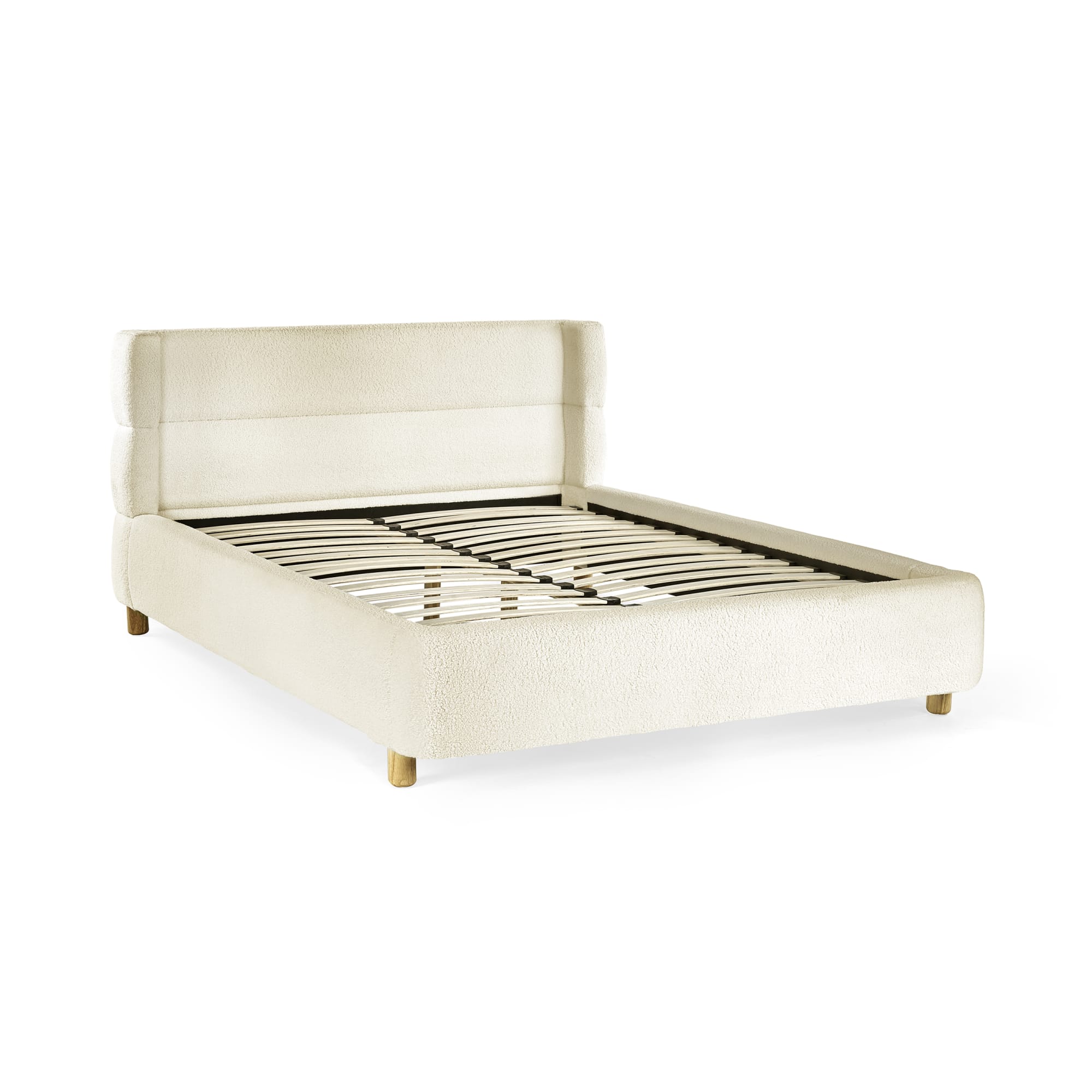 Oberon Bouclé Double/King Size Bed in Cream