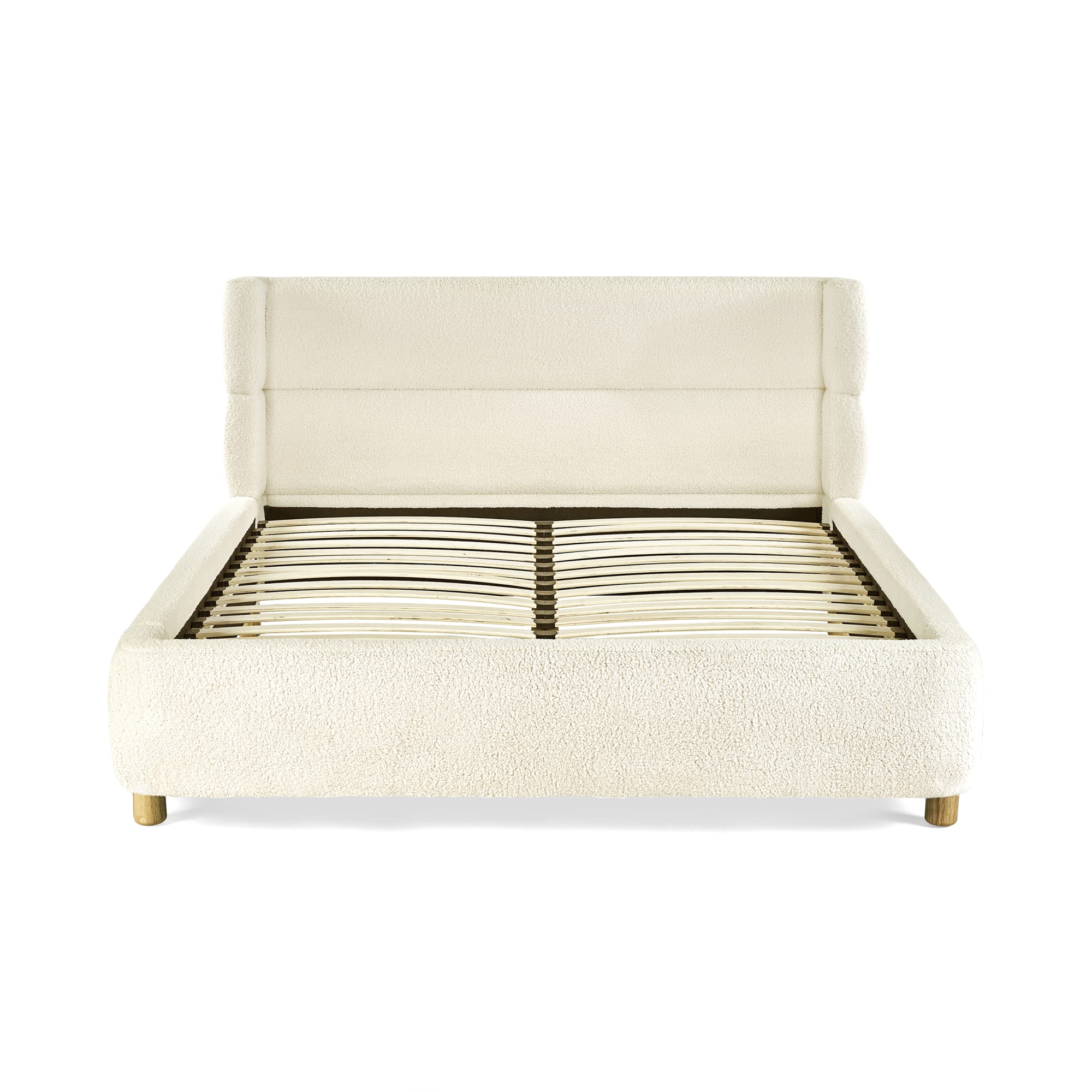 Oberon Bouclé Double/King Size Bed in Cream