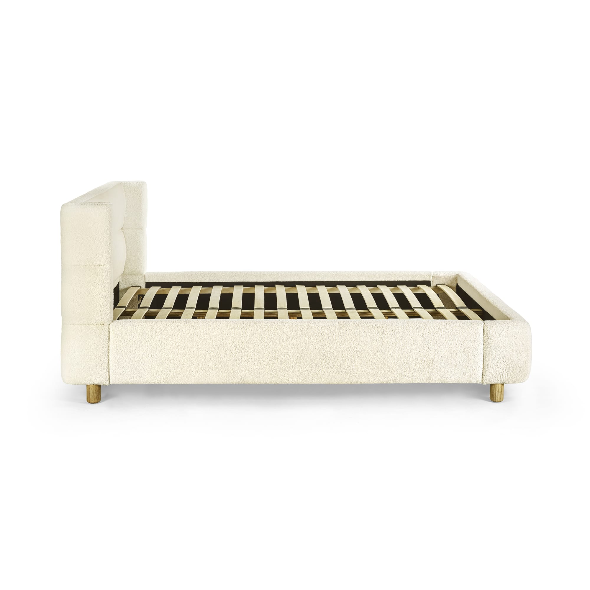 Oberon Bouclé Double/King Size Bed in Cream