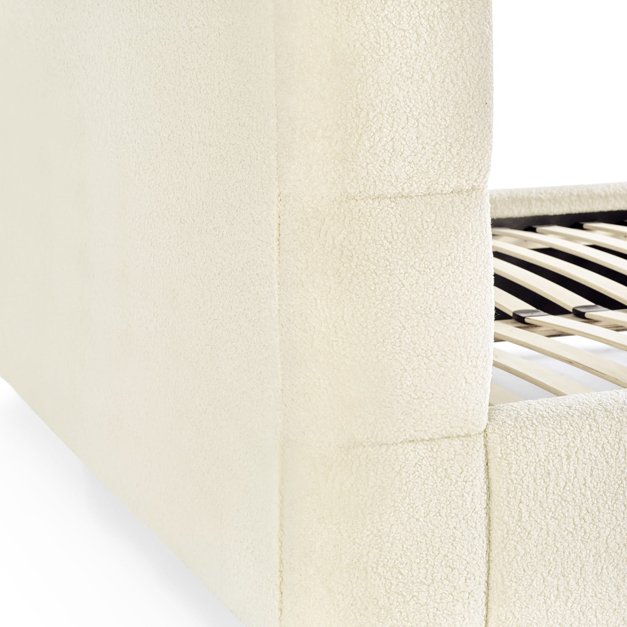 Oberon Bouclé Double/King Size Bed in Cream