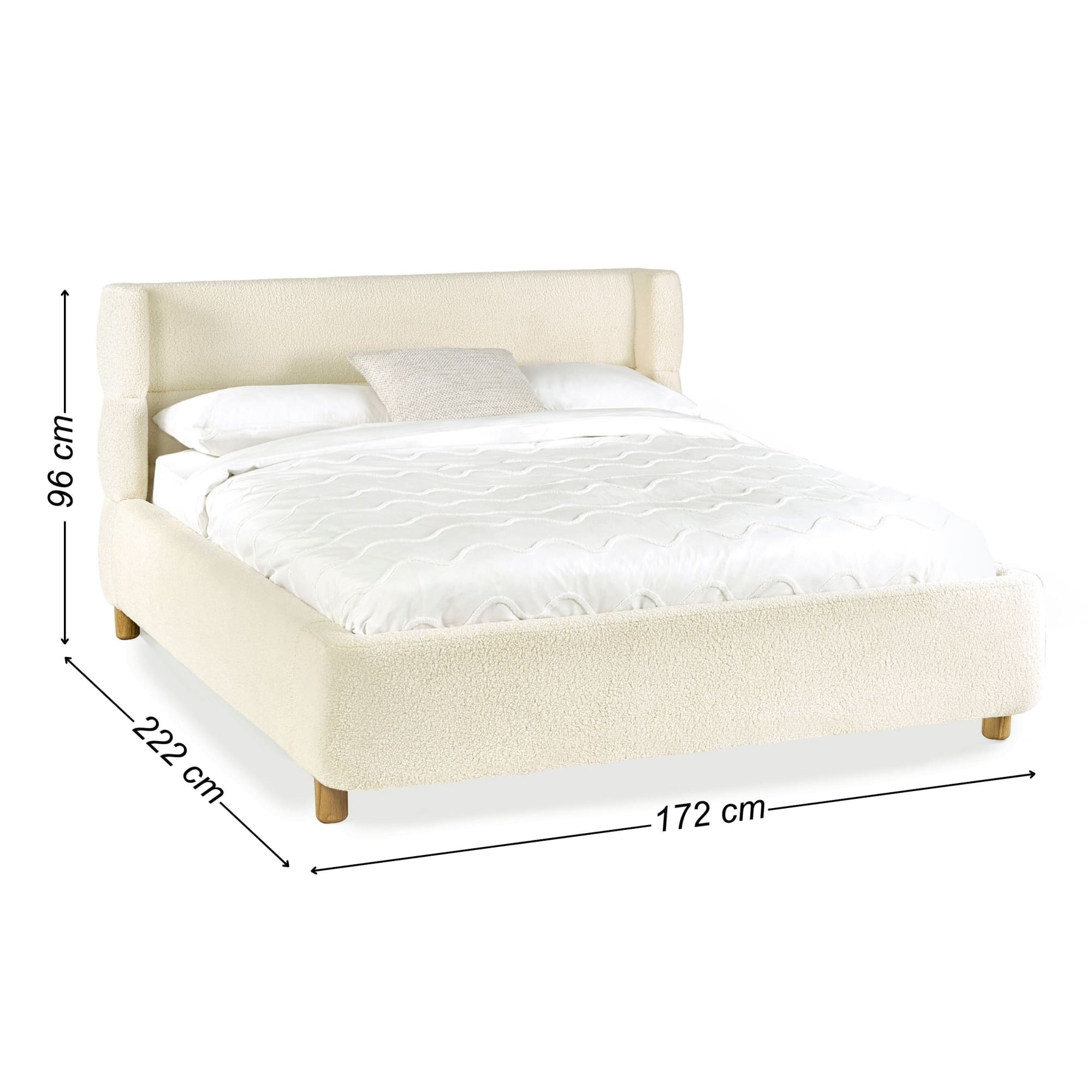 Oberon Bouclé Double/King Size Bed in Cream