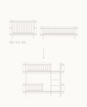 Oliver Furniture Mini+ Cot Bed & Mini+ Junior Bed to Low Bunk Bed in White