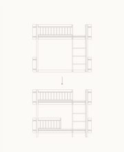Oliver Furniture Mini+ Low Loft Bed to Low Bunk Bed in White/Oak