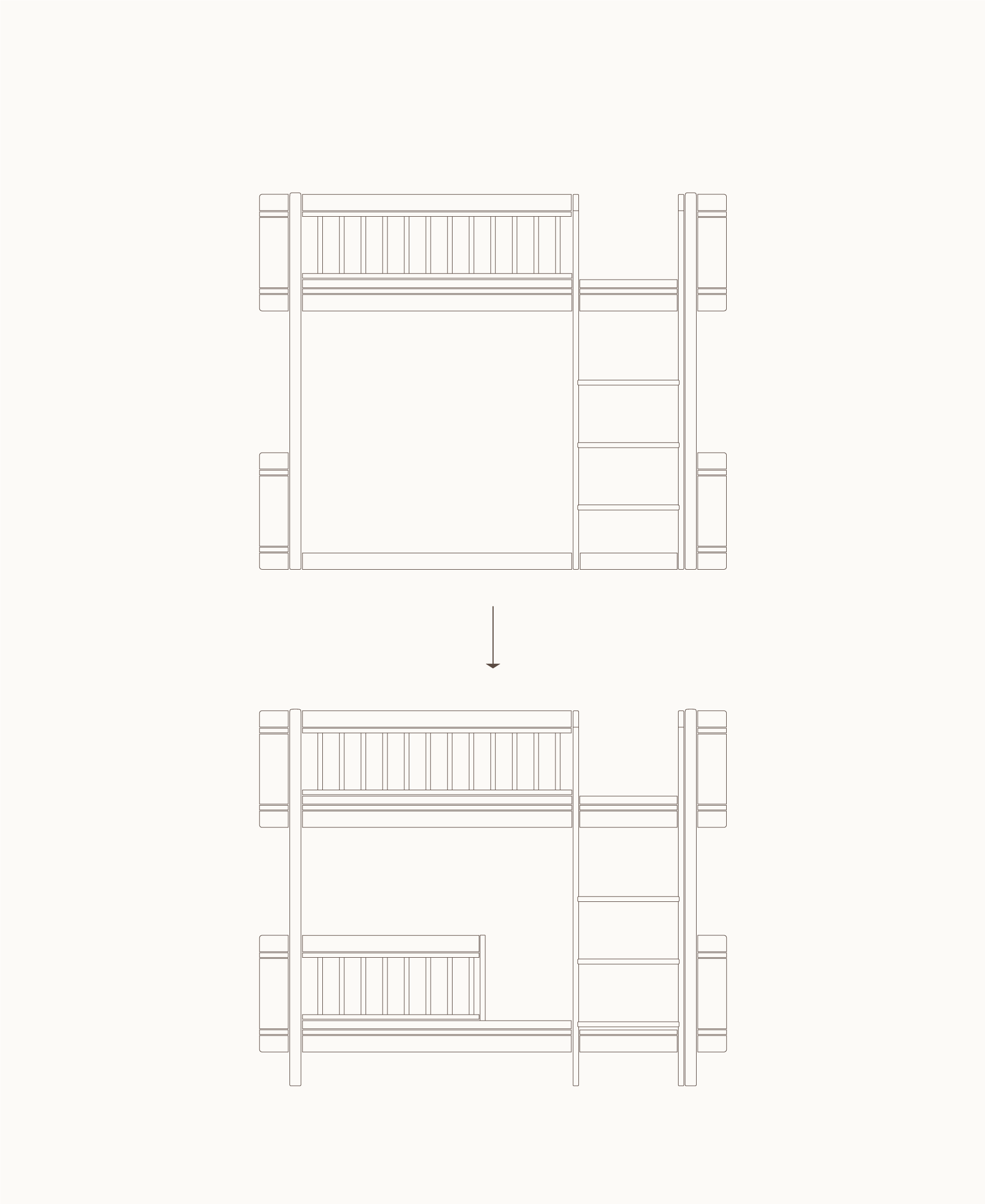 Oliver Furniture Mini+ Low Loft Bed to Low Bunk Bed in White/Oak