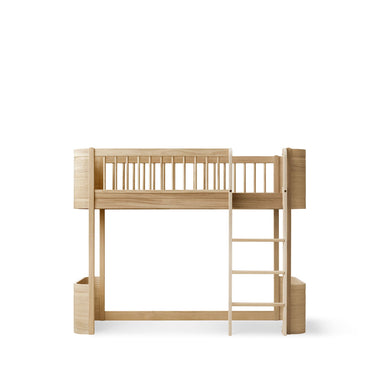 Wood Mini+ low loft bed, oak