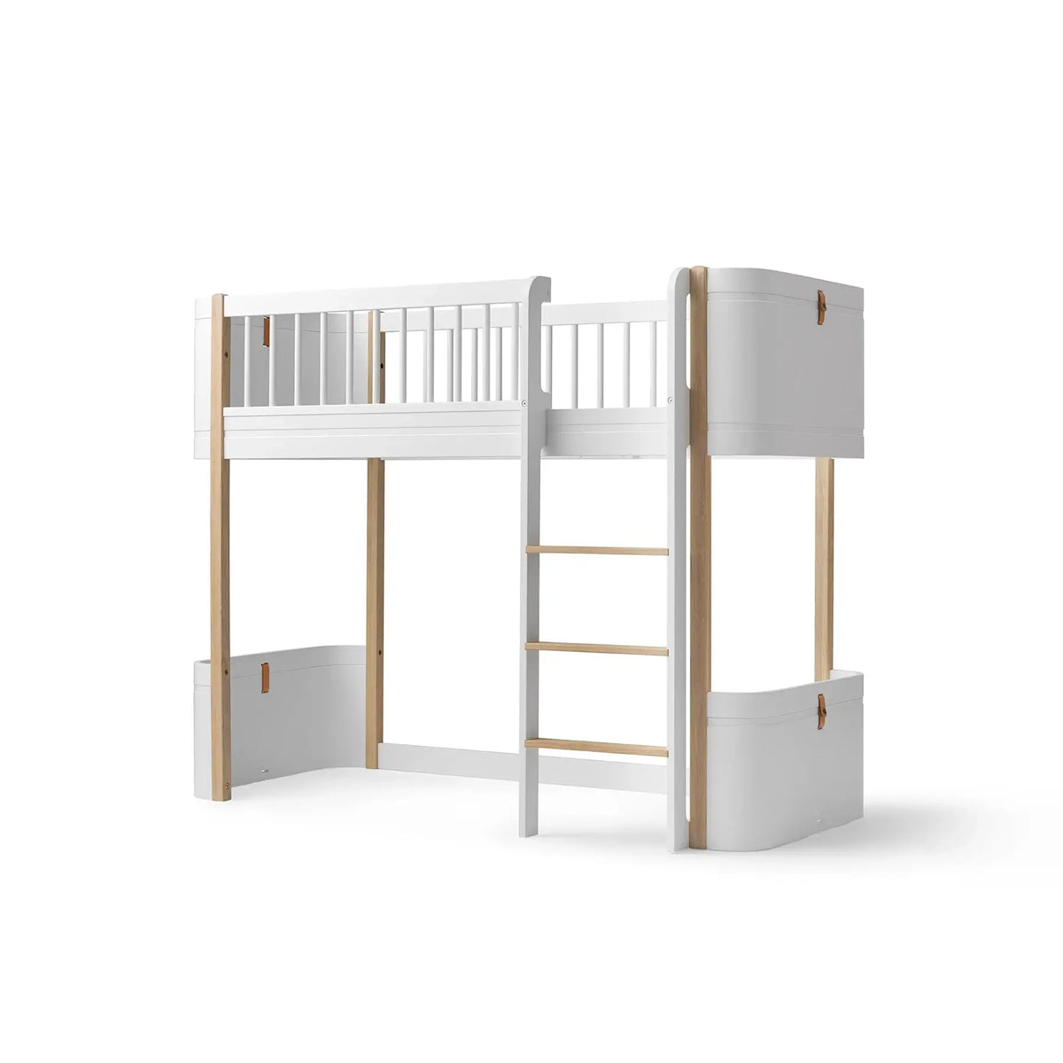 Oliver Furniture Wood Mini+ Low Loft Bed in White/Oak