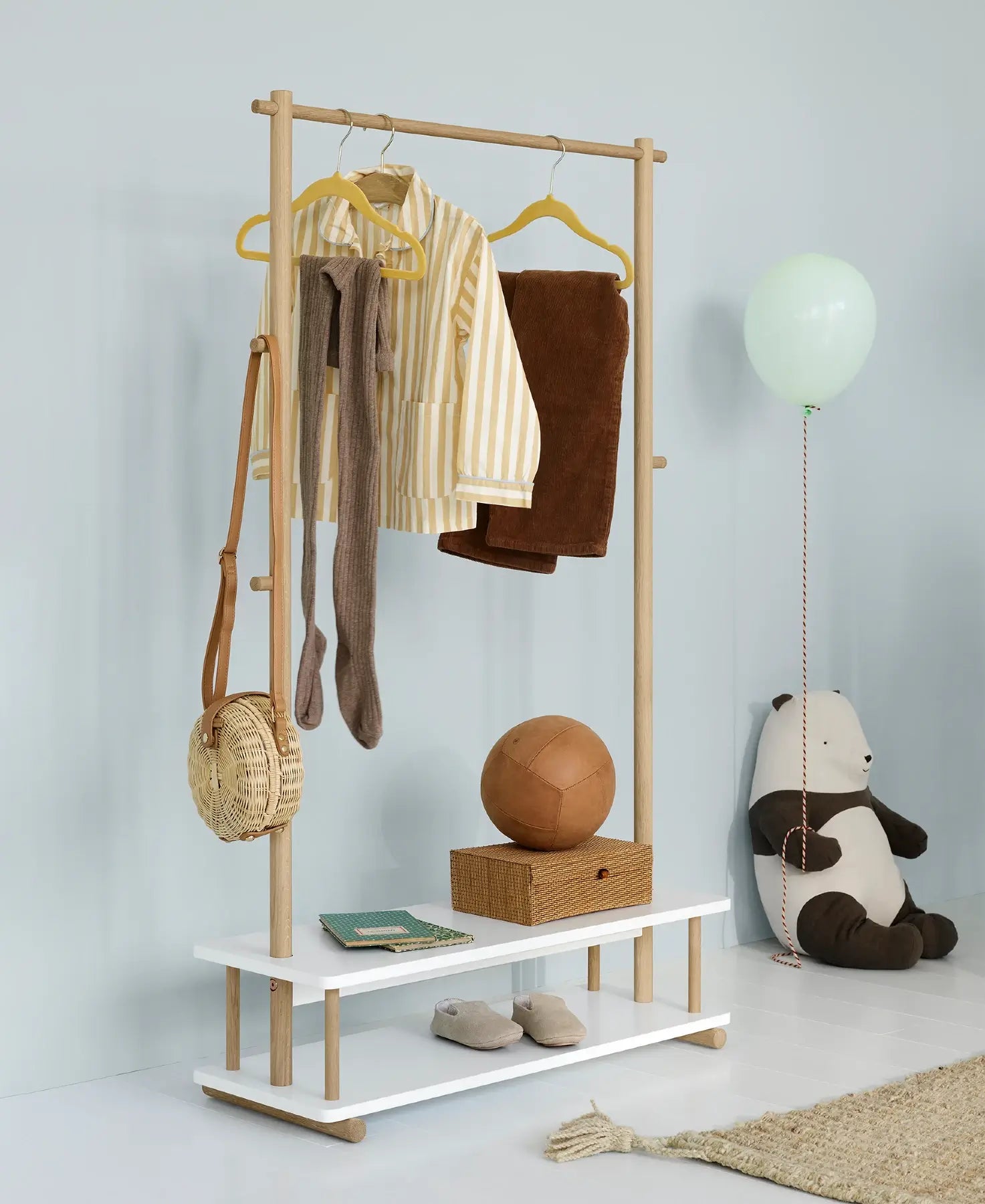 Oliver Furniture Camp Clothes Rail in White/Oak
