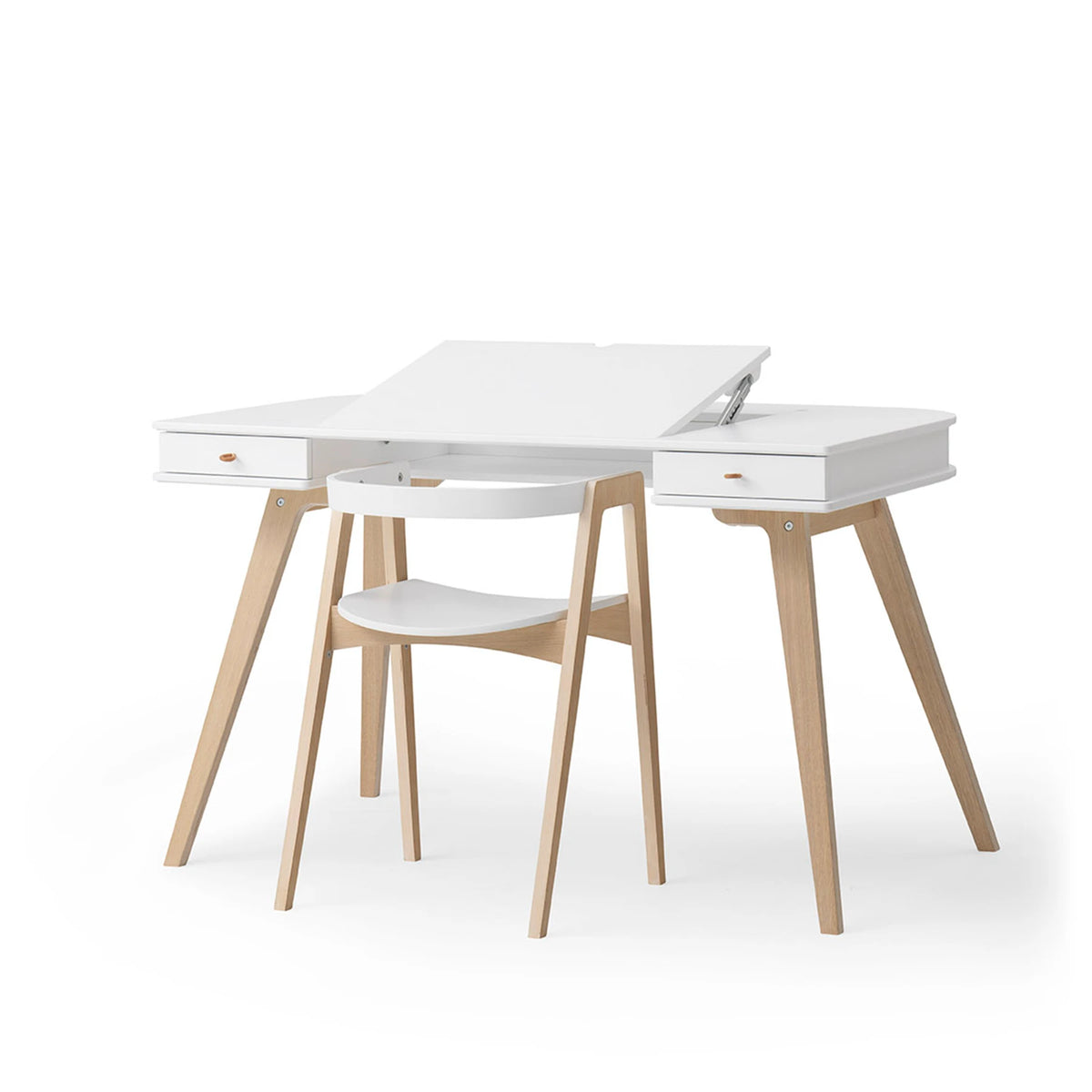 Oliver Furniture Wood Desk & Armchair Set in White/Oak - Size 72.6 cm