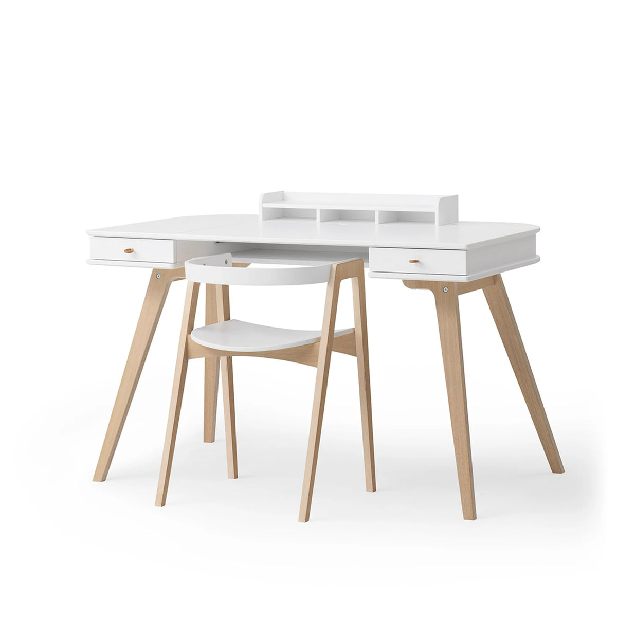 Oliver Furniture Wood Desk & Armchair Set in White/Oak - Size 72.6 cm