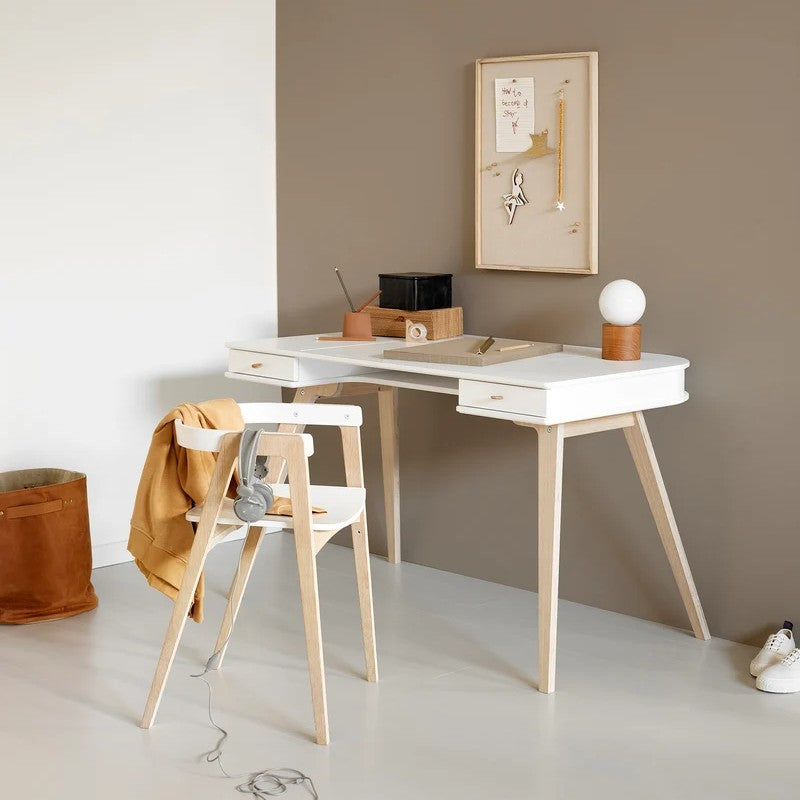 Oliver Furniture Wood Desk & Armchair Set in White/Oak - Size 72.6 cm