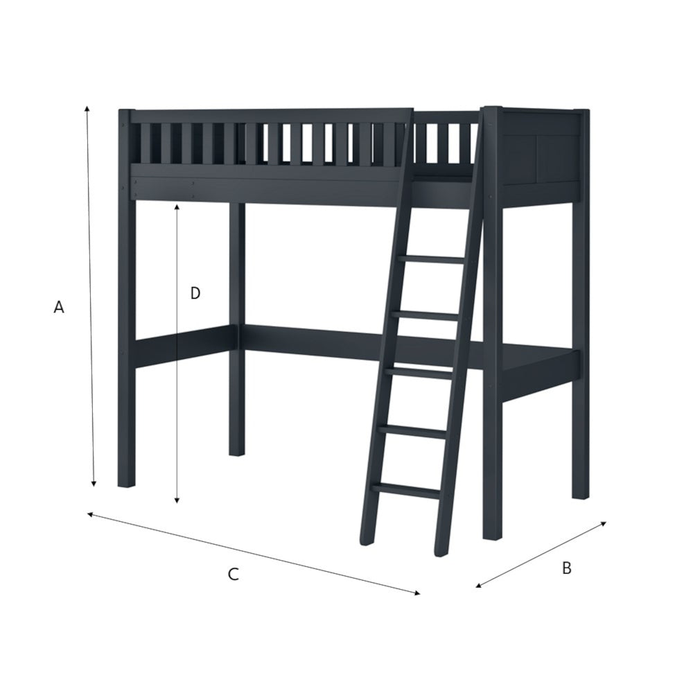 Arven High Sleeper Bed with Single Bed and Storage Desk in Blue