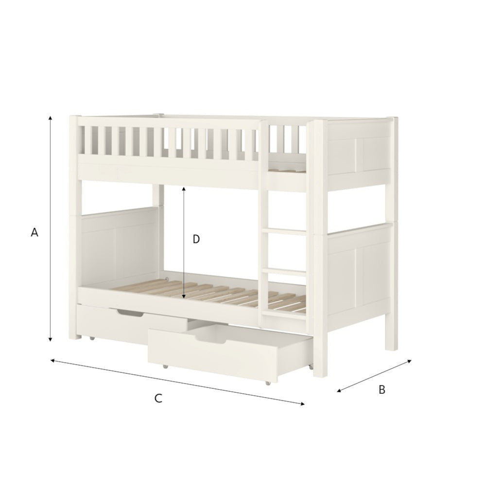 Arven Detachable Bunk Bed with Storage Drawers in White