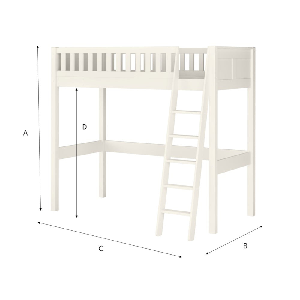 Arven High Sleeper Bed with Single Bed and Storage Desk in White