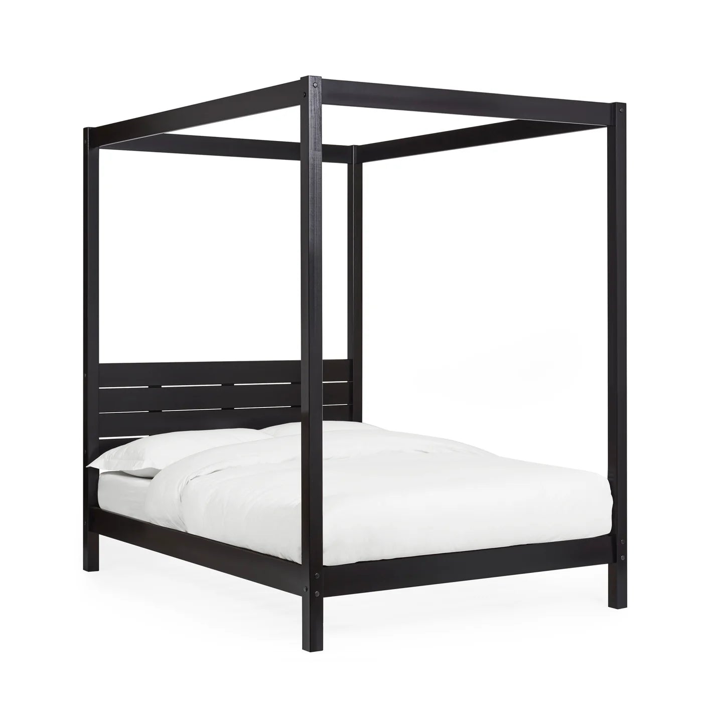 Roxanne 4-Poster Canopy Bed Solid Pine - Black