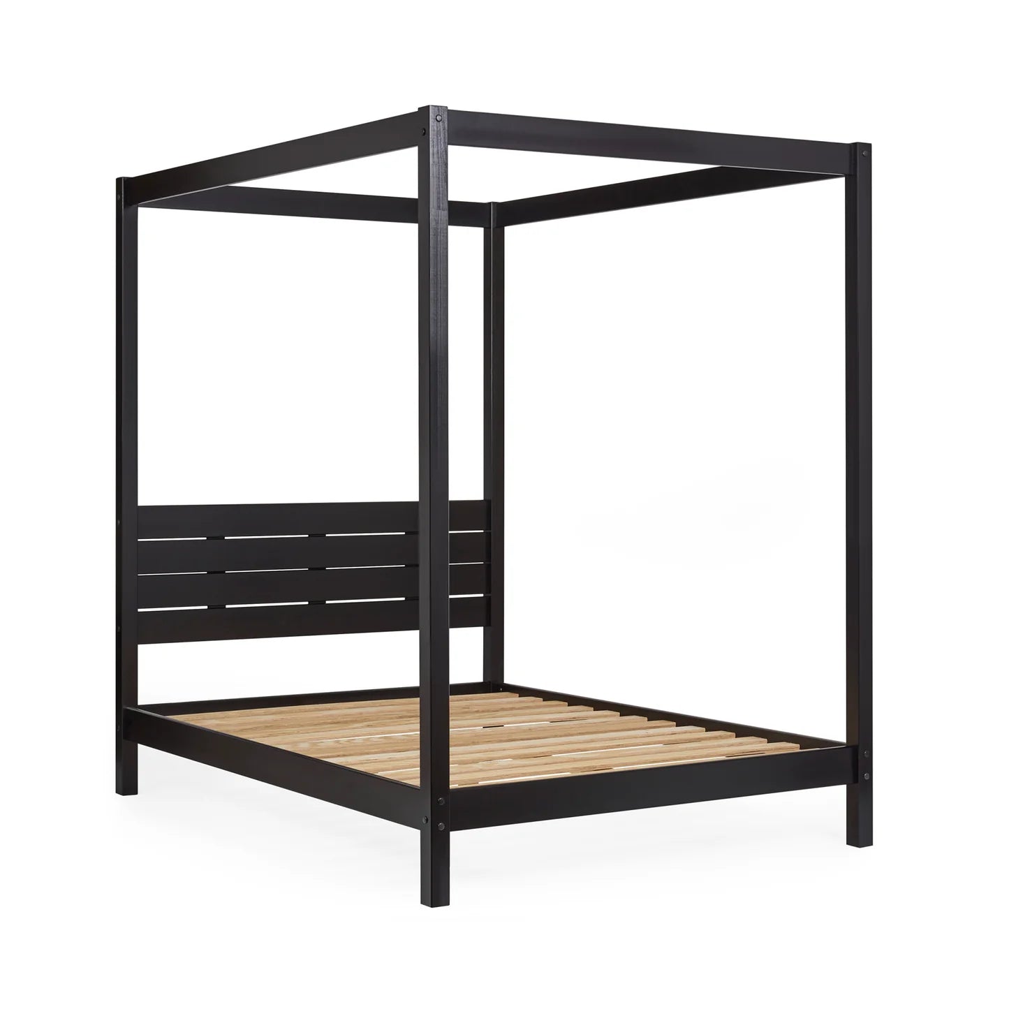 Roxanne 4-Poster Canopy Bed Solid Pine - Black