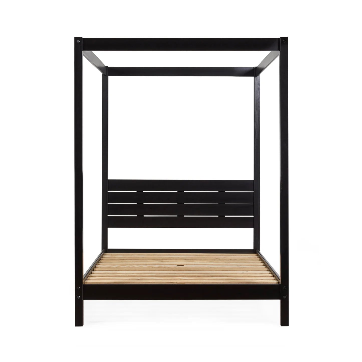 Roxanne 4-Poster Canopy Bed Solid Pine - Black