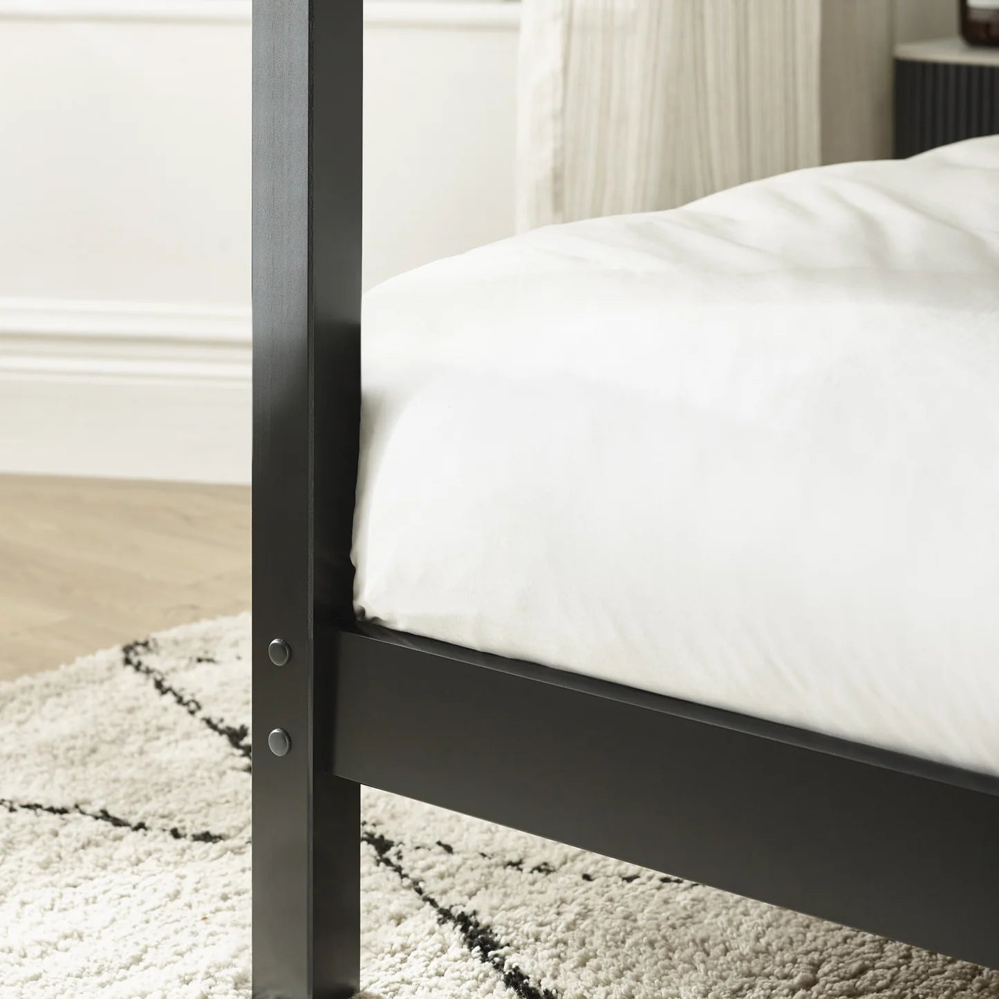 Roxanne 4-Poster Canopy Bed Solid Pine - Black