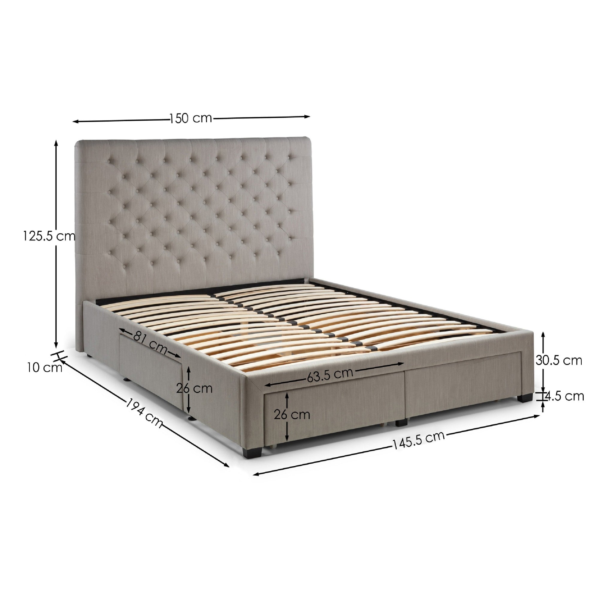 Wilton Upholstered 4 Drawer Storage Bed Frame