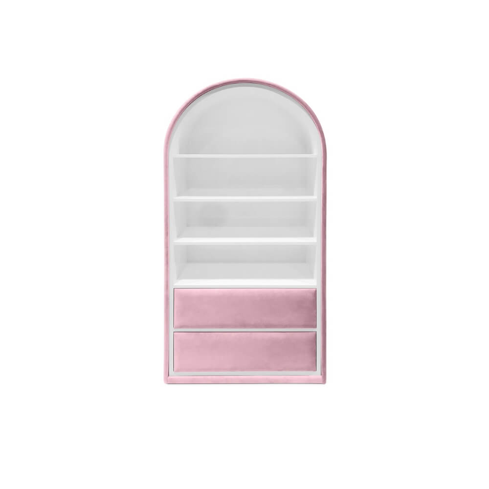 Circu Gold Leaf Bubble Gum Bookcase with 2 Drawers