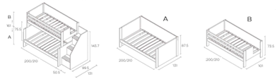 Muba Bunk Bed with Lower Small Double and Storage Steps