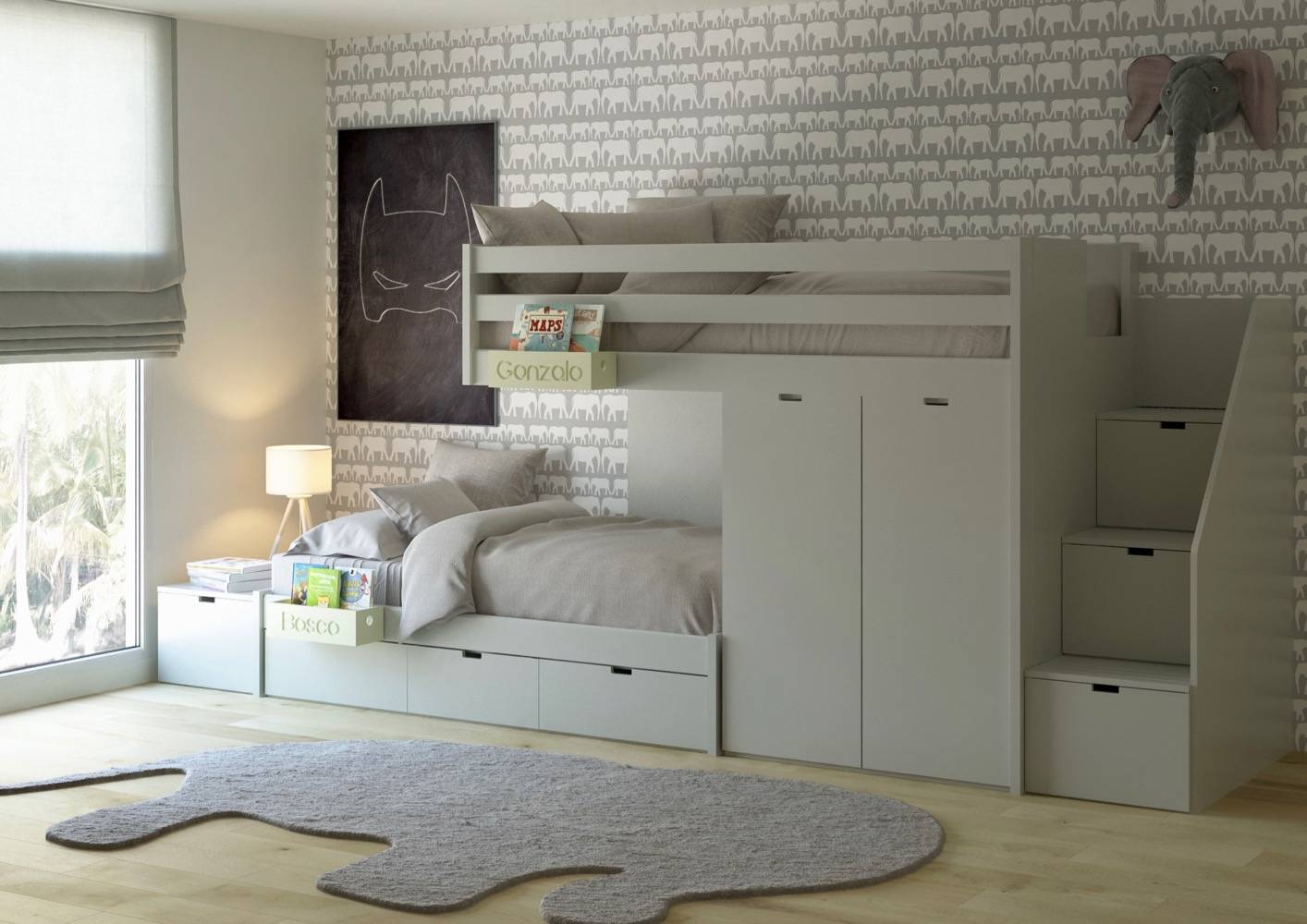 Muba Train Bunk Bed with Storage Steps