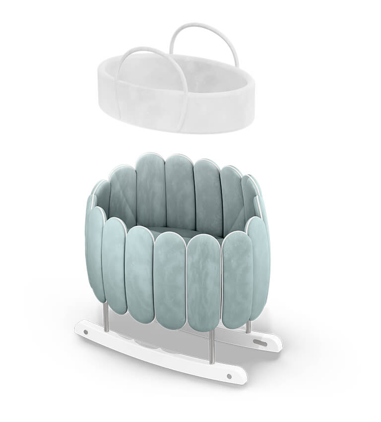 Circu Gold Plated Lotus Rocking Cot - Beauty Blue