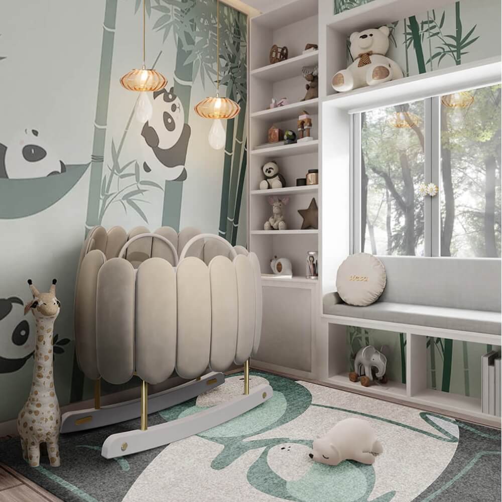 Circu Gold Plated Lotus Rocking Cot - Paris Cream