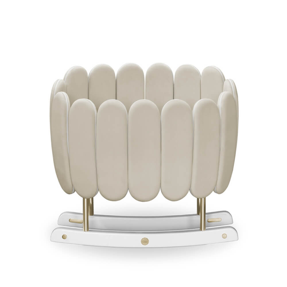 Circu Gold Plated Lotus Rocking Cot - Paris Cream