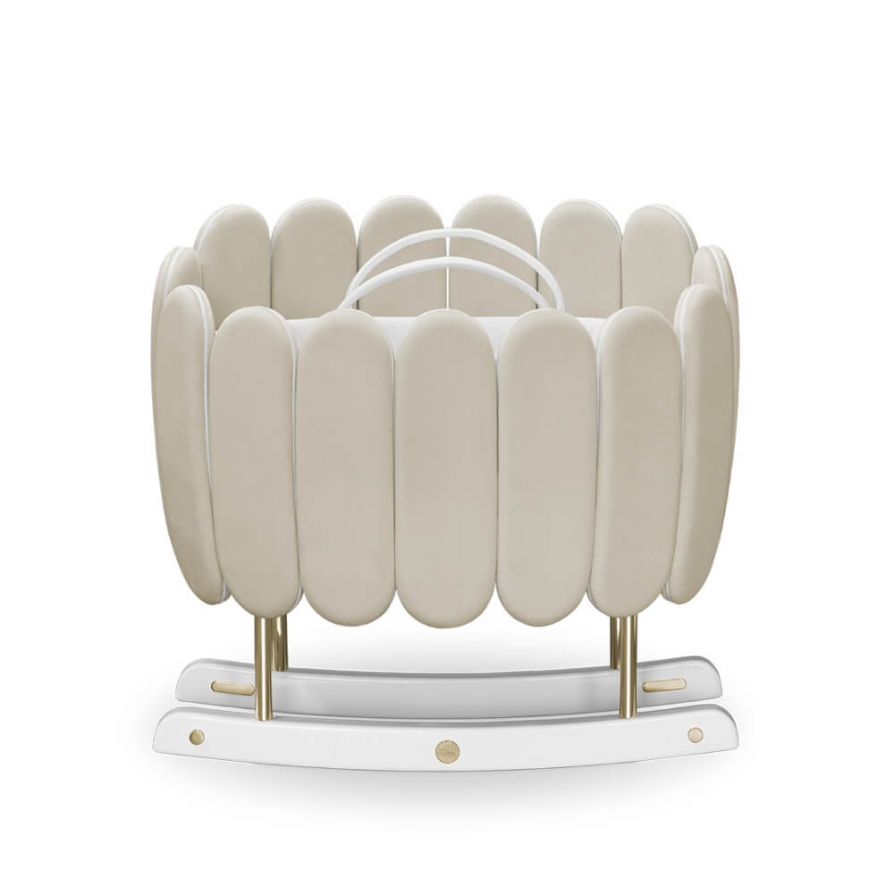 Circu Gold Plated Lotus Rocking Cot - Paris Cream