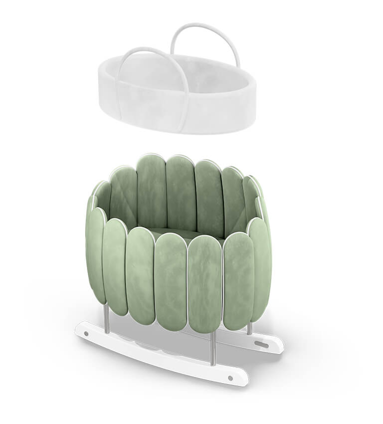 Circu Gold Plated Lotus Rocking Cot - Beauty Green