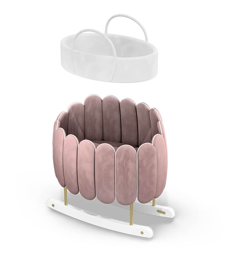 Circu Gold Plated Lotus Rocking Cot - Beauty Pink