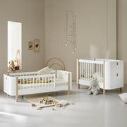 Oliver Furniture Wood Mini+ Cot Bed in White Oak Including Junior Kit