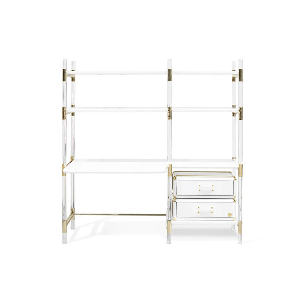 Circu Gold Plated Puzzled Bookcase and Desk